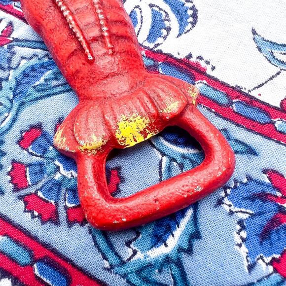 Department 56 Lobster Cast Iron Bottle Opener Red Vintage Coastal Beach Home - Picture 3 of 5